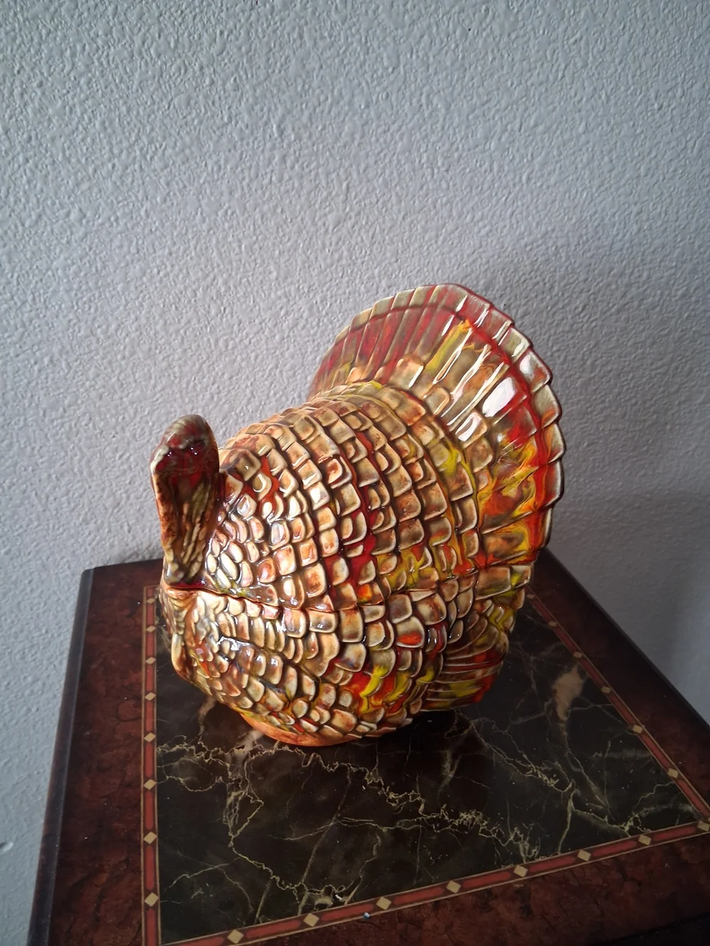 Ceramic Turkey Figurine Decorative Sculpture - Artist Signed Vintage High Gloss